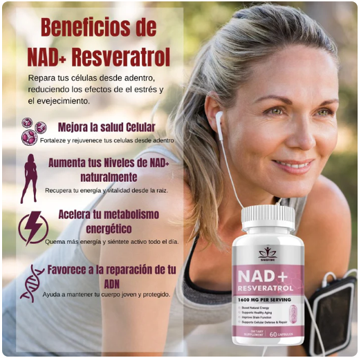 NAD+ RESVERATROL 60 CAPSULAS 1600mg