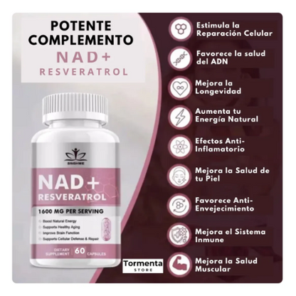 NAD+ RESVERATROL 60 CAPSULAS 1600mg